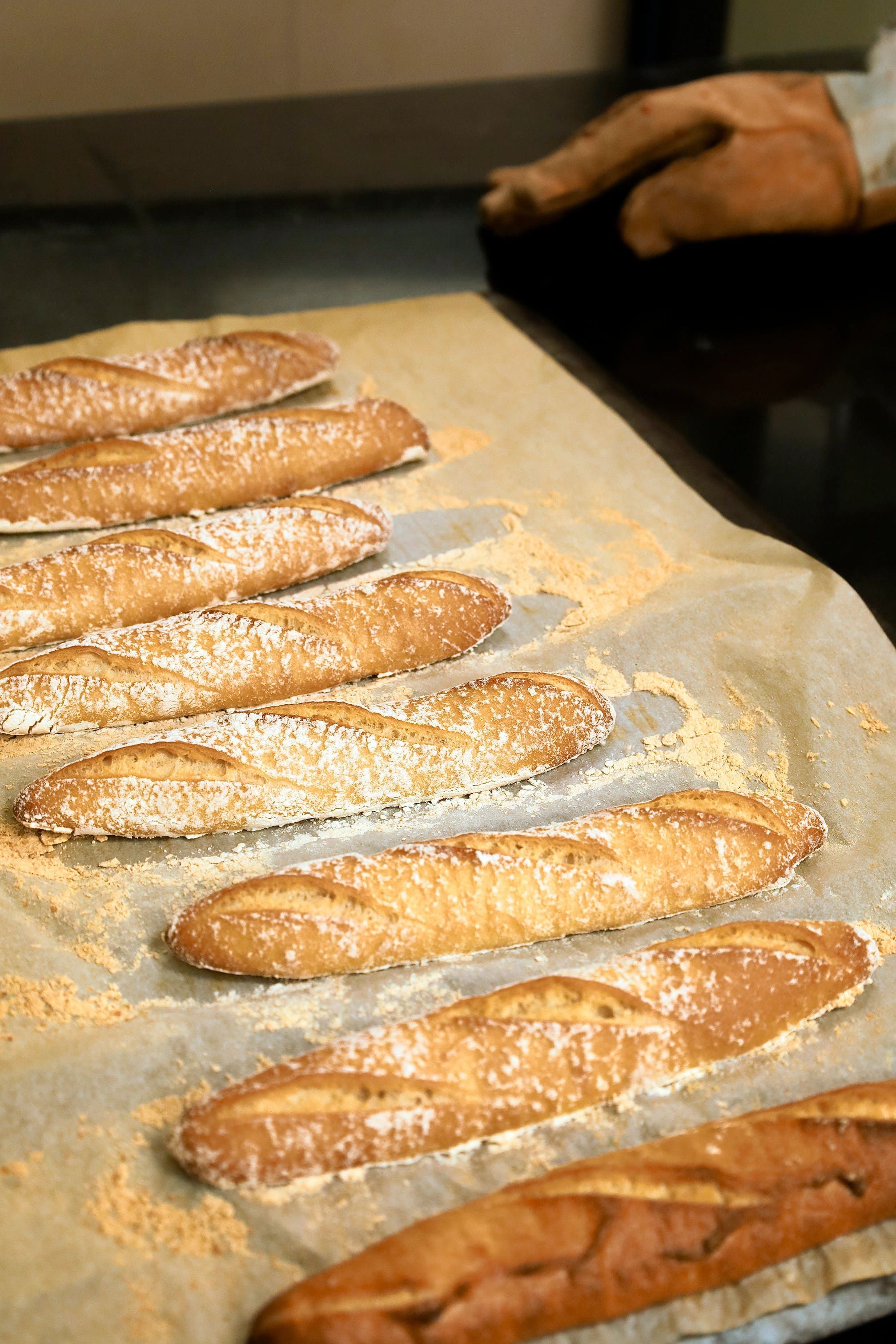 Pains et viennoiseries tout juste sortis du four pour les clients de notre hotel de luxe