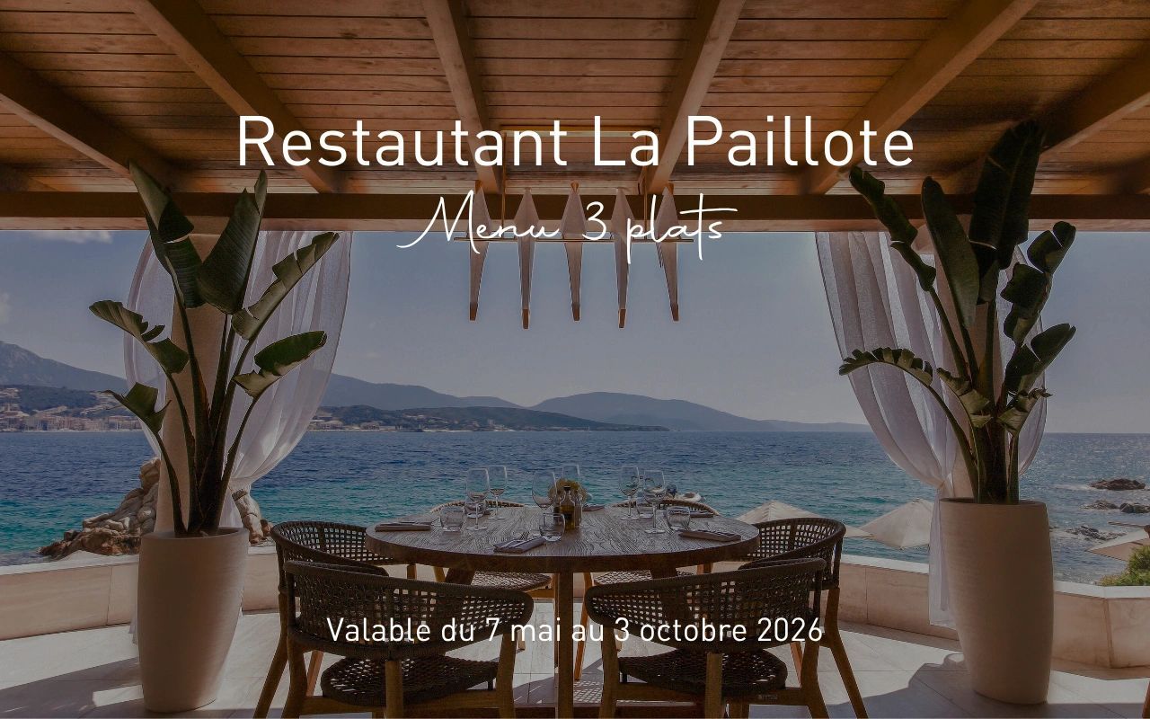 Restaurant La Paillote menu 3 plats avec vue panoramique sur la mer Méditerranée et les montagnes